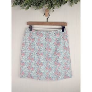 Vineyard Vines Tropical Floral Mini Pencil Skirt Size 2 Blue Summer Vacation
